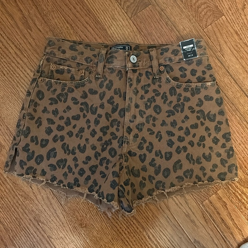 abercrombie cheetah print jean shorts